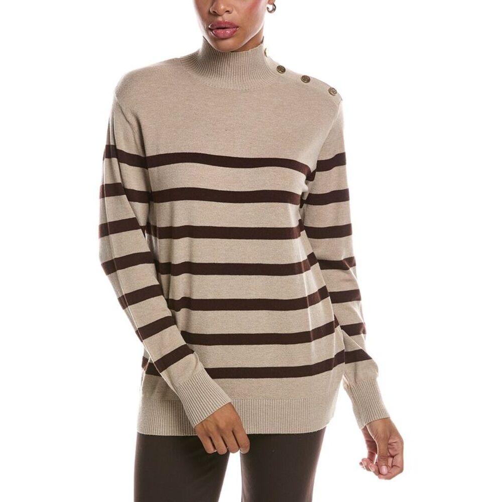 Joseph A. Womens Mock Neck Sweater, Brown
